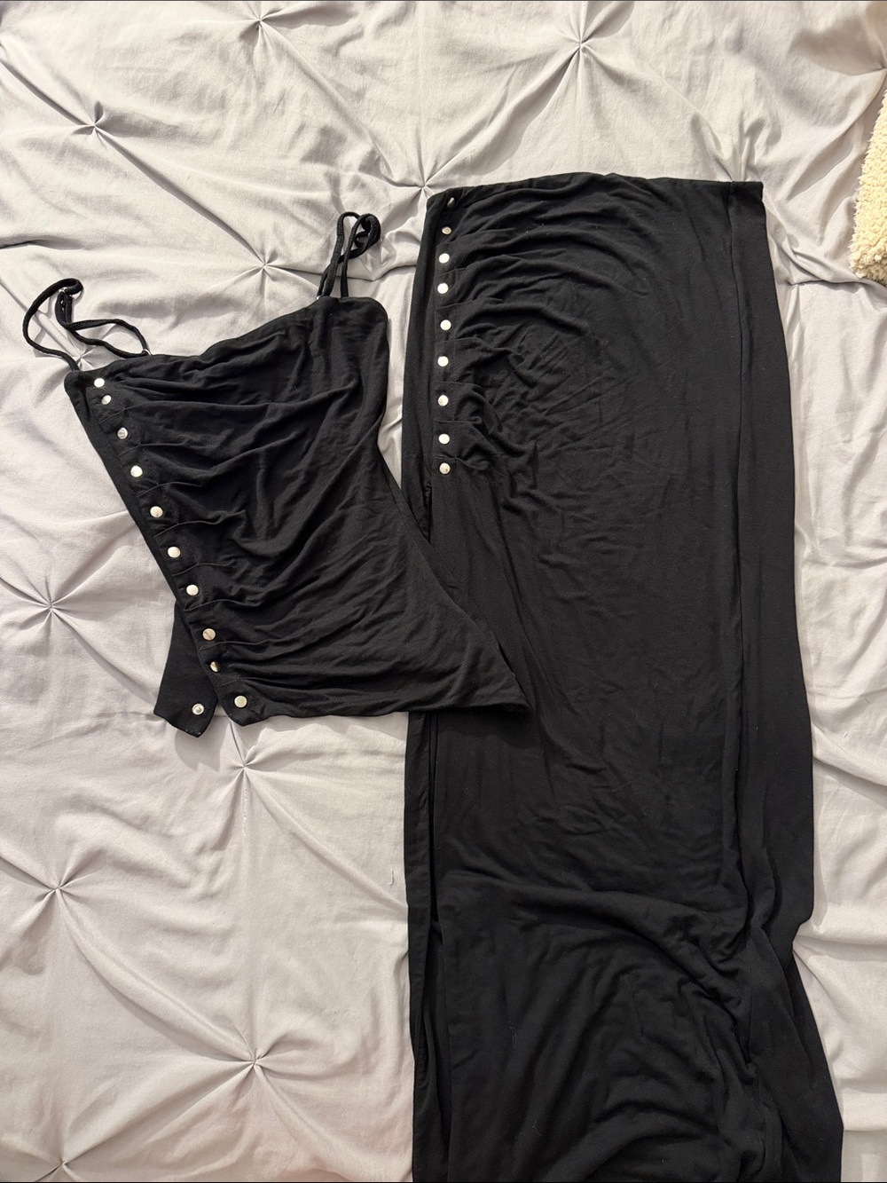 Fashion Nova Black Button-Accent Maxi Skirt Set